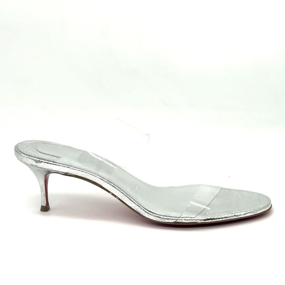 Christian Louboutin JUST NOTHING 55 Leather Mule Sandal Heels Slides Shoes - Picture 11 of 16